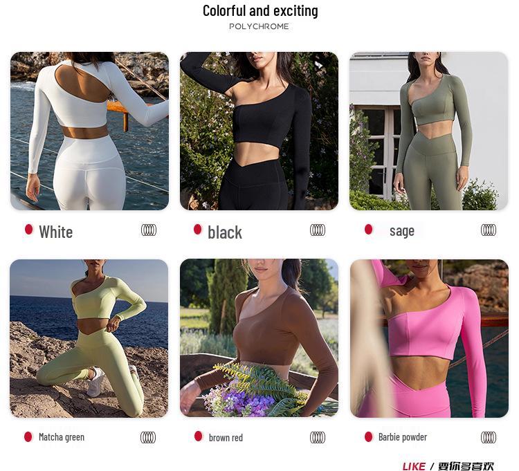 European & American Sexy Irregular Hollow Back Long-Sleeve Yoga Top