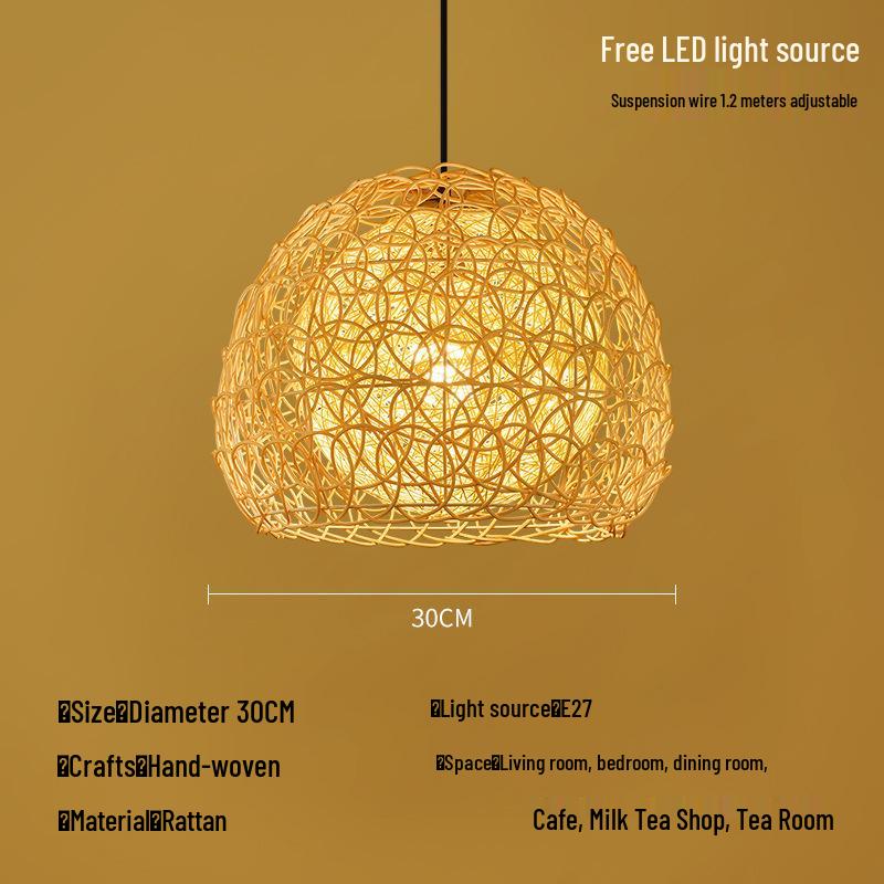 Bamboo Rattan Pendant Lamp: New Chinese & Japanese Style Zen Lighting for Tea Room & Dining, Antique Lantern Design.