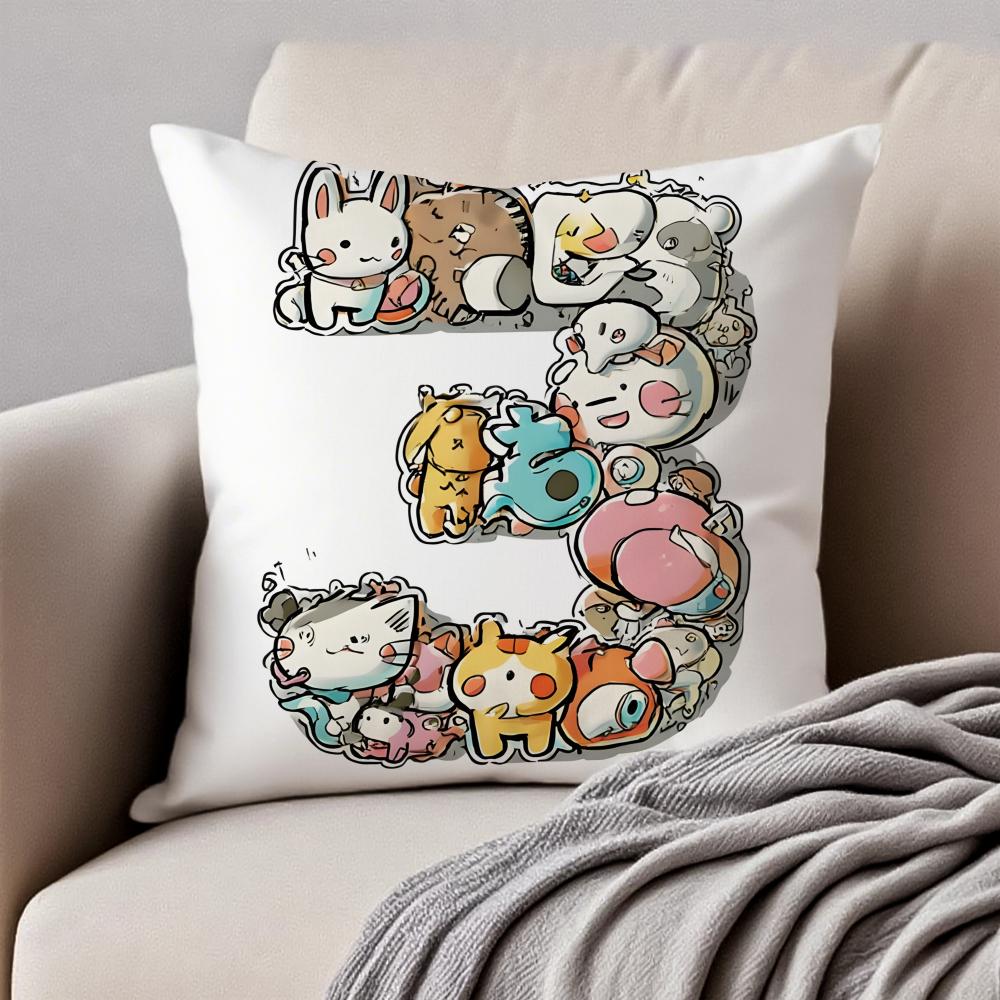 Creative Digital Design Artwork Cushion Cover Pillowcase Anti-Dustmite Invisible Zipper Short Plush Sofa Cushion