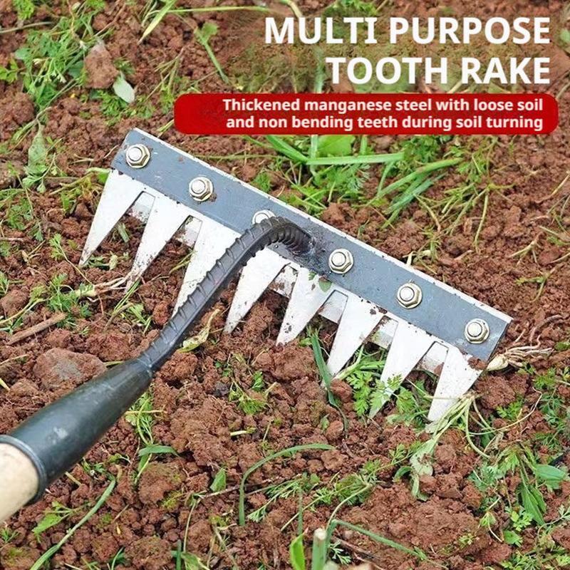 

5/6/7/8 Garden Hoe Weeding Tool Digging Wild Vegetables Weeding Loosening Soil Agricultural Farm Tools Menggang Rake Accessories 5 teeth