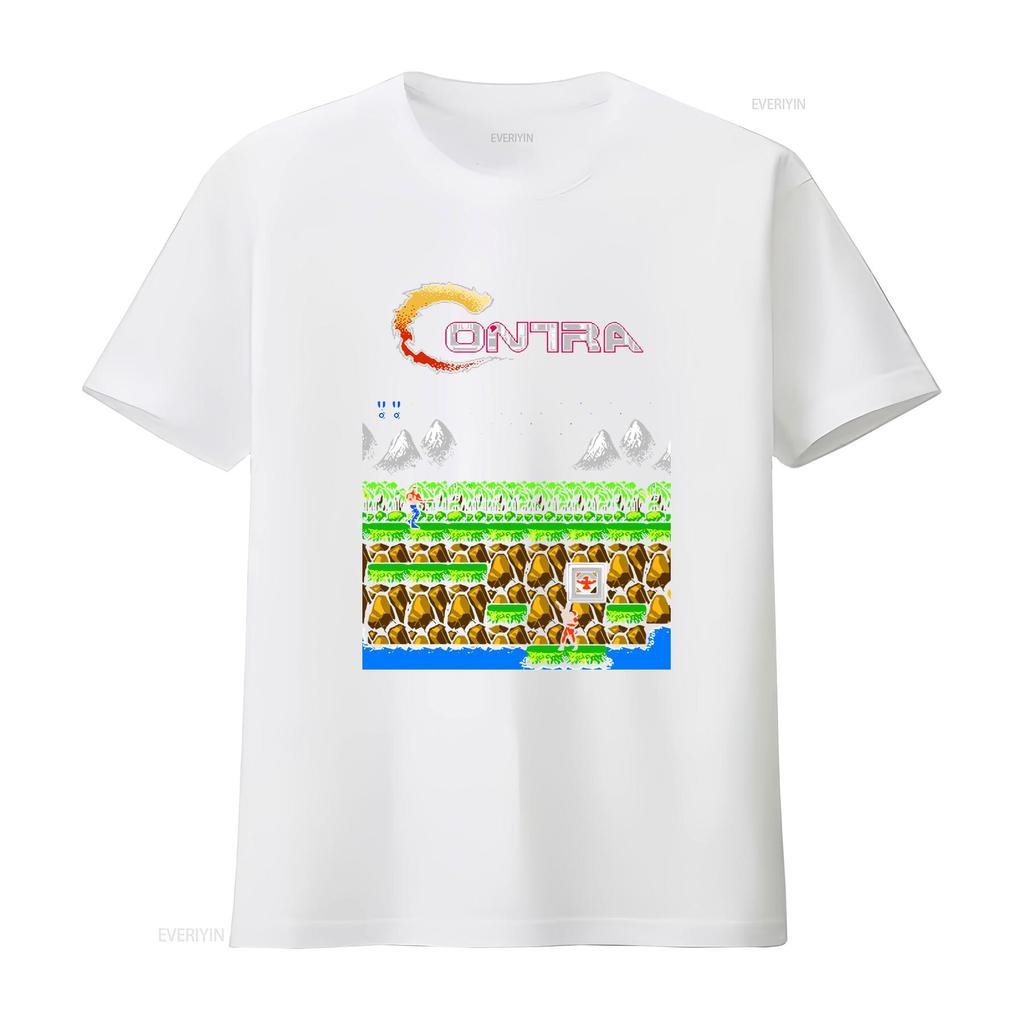 Contra gryzor stage 1 NES Famicom hra 8bitová obrazovka Tričko Arkádová klasika vintage retro design všechny velikosti vintage Vyprané