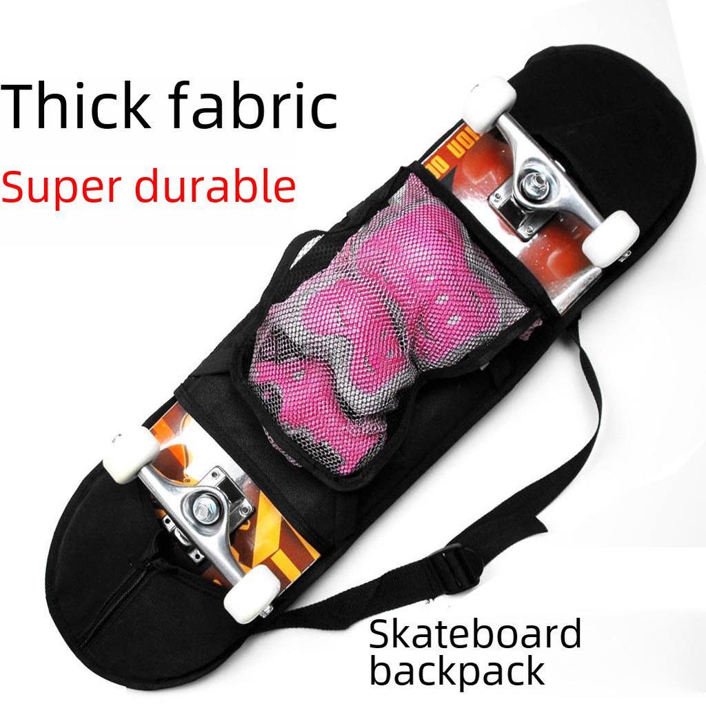 Skateboard Mesh PVC Backpack & Protective Gear Bag, 80cm Four-Wheel Skateboard Shoulder Bag
