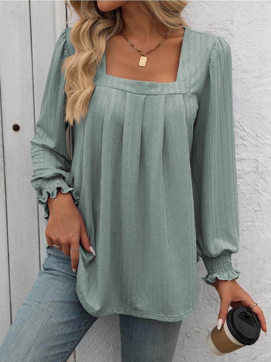 Однотонные повседневные свободные блузки для женщин — фото 9