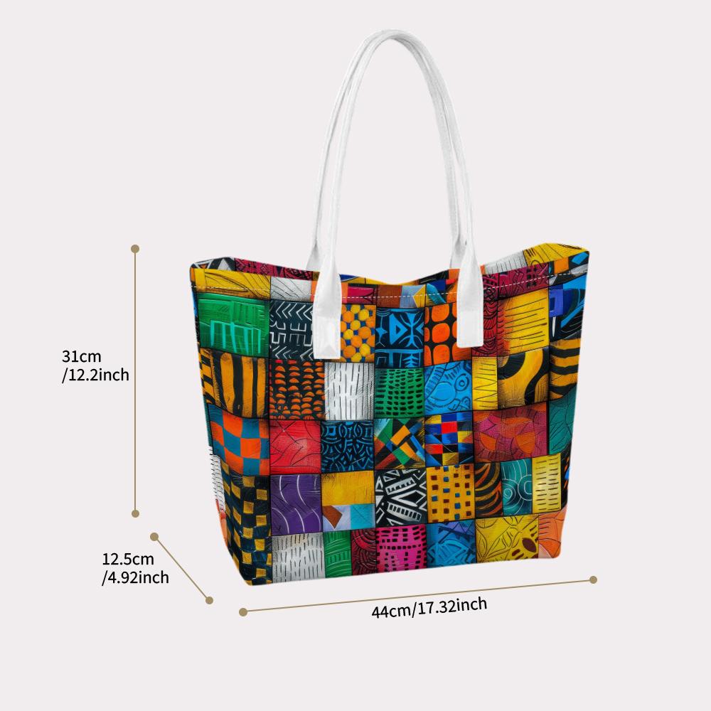 Colorful Geometric Pattern Tote Bag Casual Large Capacity Top Handle Bag for Daily Shopping Travel