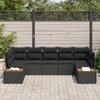 VidaXL Canapé de jardin 7 pièces avec coussins noir poly rotin acacia 3348159
