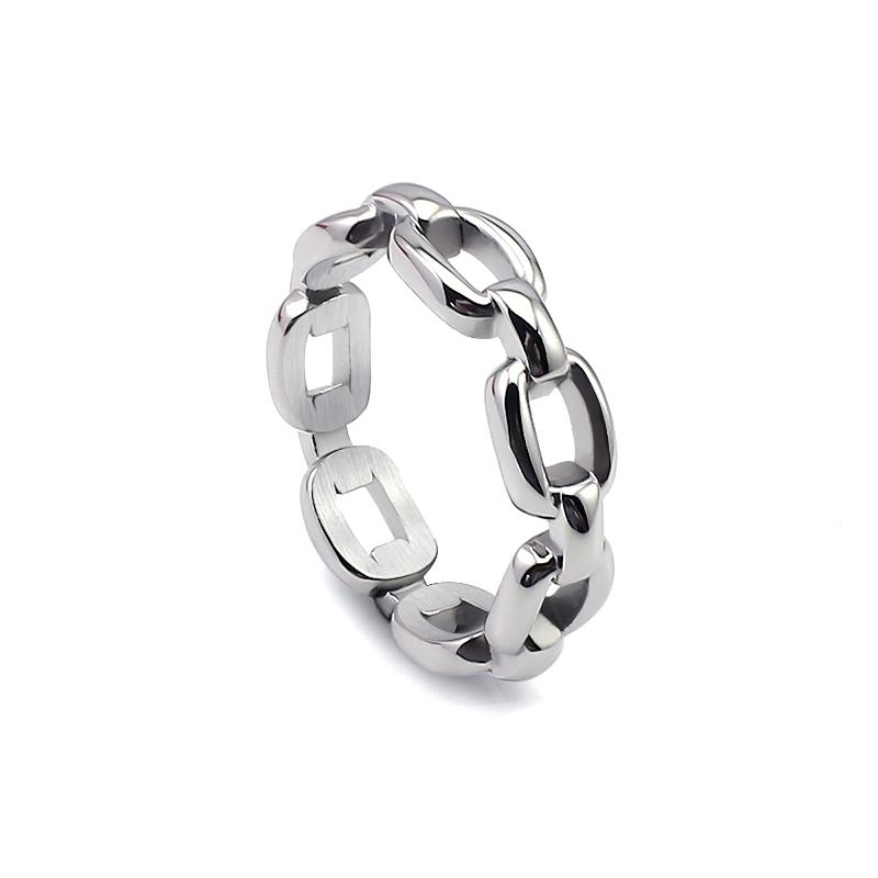 

Cute Classic Rings 5mm Simple Imitation link Chain Stainless Steel Rings for Women Men Gold Color Wedding Party Jewelry 7