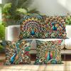 Vikama Bohemian Peacock Pillow Case Office Bedroom Sofa Cushion Double Side Printed Zipper Pillow Case Home Decoration