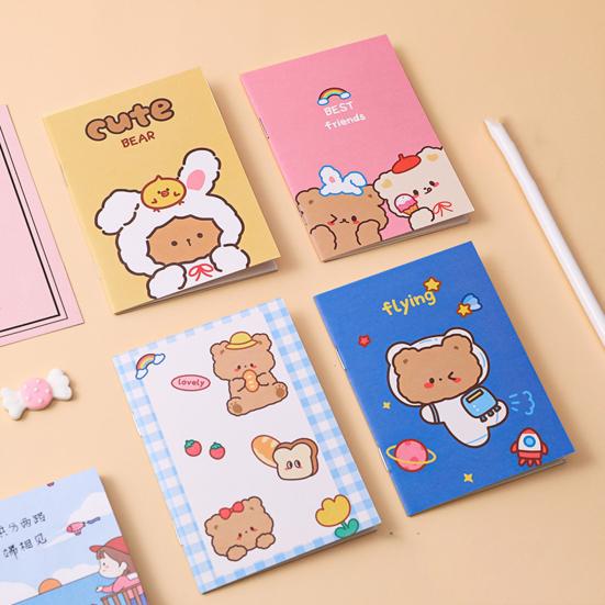 Lot de 4 Mini Carnets Mignons Dessins Animés 64K pour Enfants Étudiants Papier Lisse Portable Stylo Lisse Journal Prix Scolaires Et Cadeaux de Fête