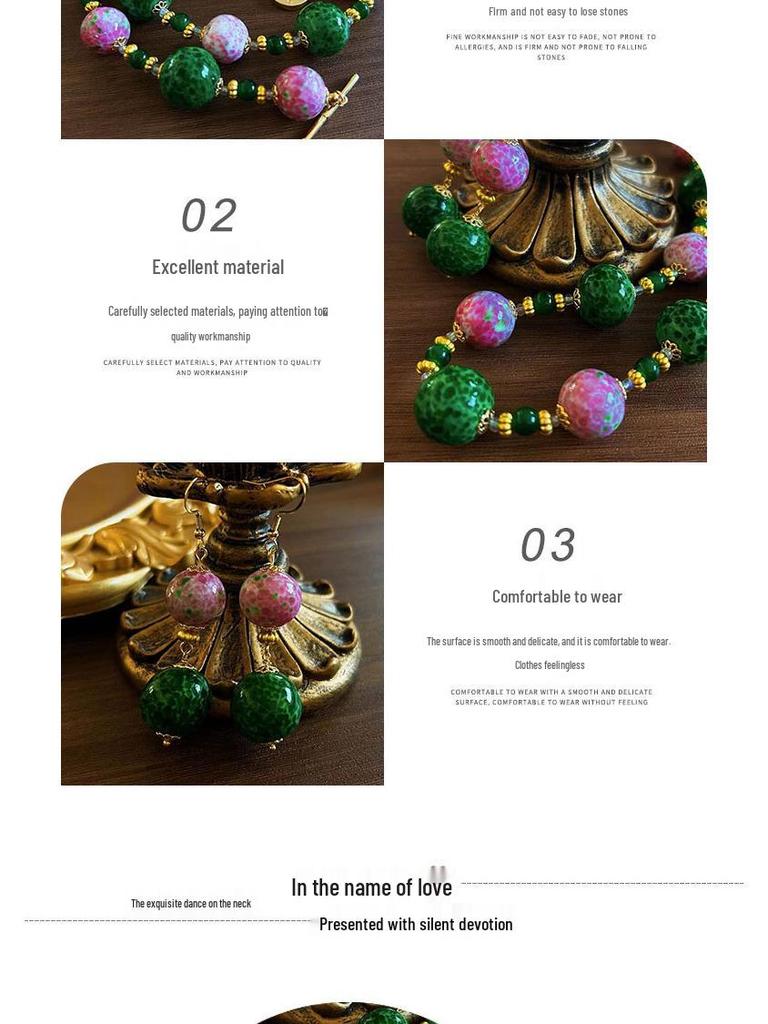 Retro Mid-Century Vintage Pink Melonglas Halskette & Ohrringe Set