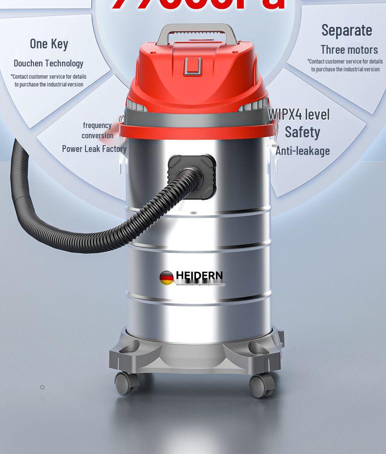 German High-Power Vacuum Cleaner: Household & Commercial Wet/Dry Use, Powerful Suction, Bucket Type