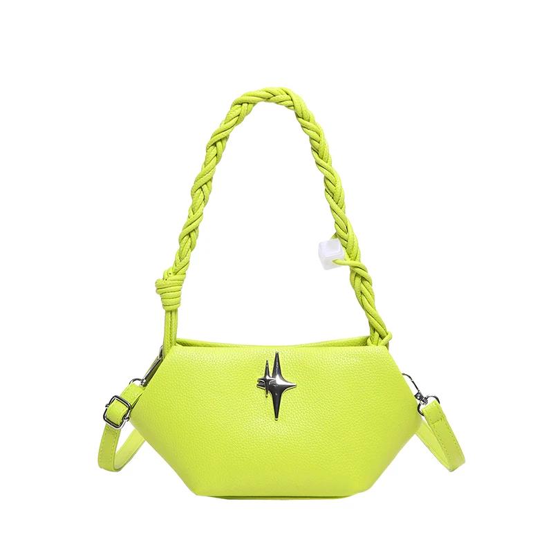 Large Capacity Shoulder Bag for Women Fashion Solid PU Bag Delicate Handle