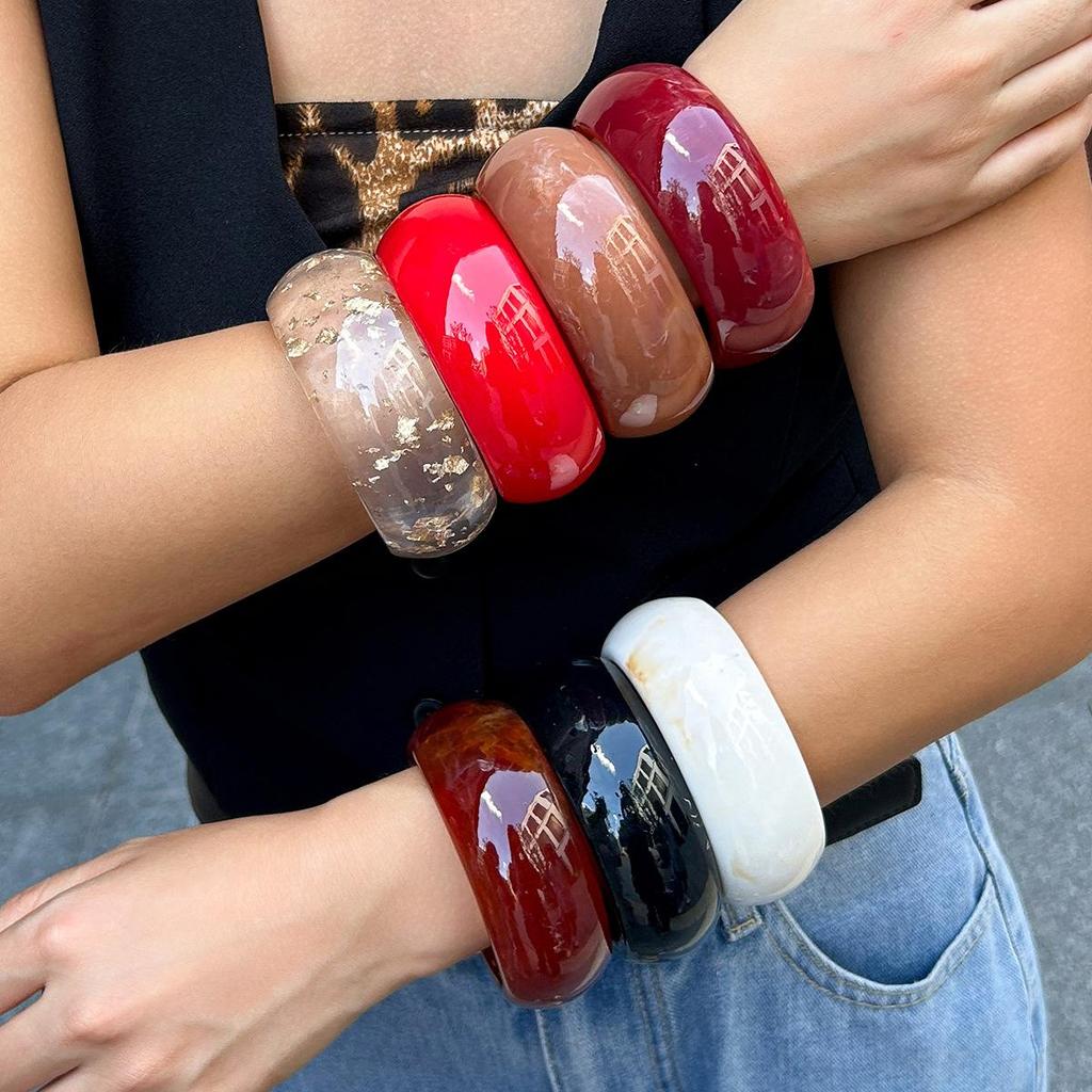 Vintage Resin Cuff Charms Bracelet Bangles for Women Hip Hop Acrylic Wide Irregular Geometric Bangle Party Jewelry Wrist On Hand
