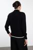 Women's Fashionable Stylish Sweater Black Wide Fit Basic Color Blocked Knitwear Sweater