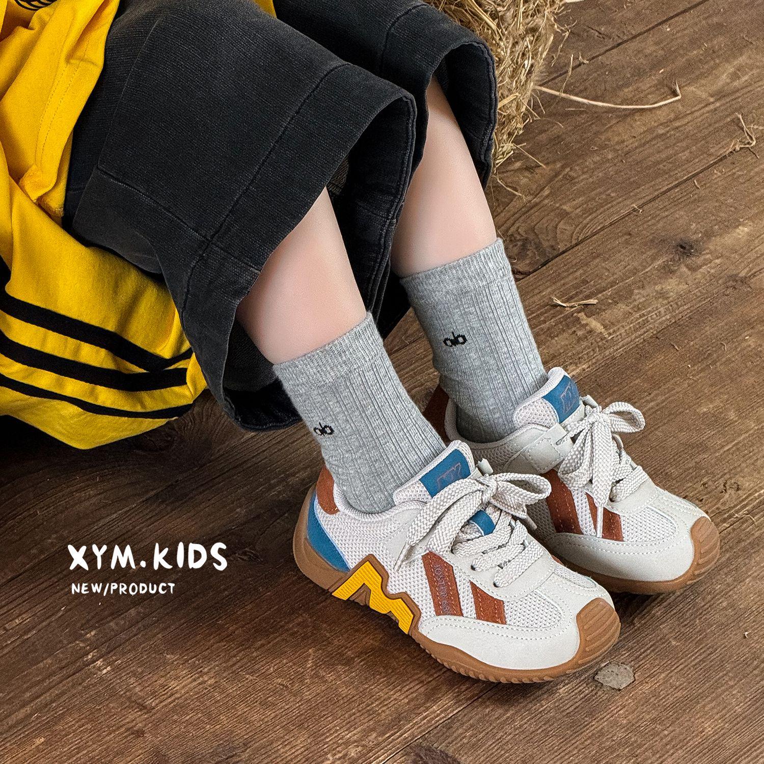 Spring 2026 Kids Breathable Mesh Color Block Casual Sports Shoes 27 оранжевый