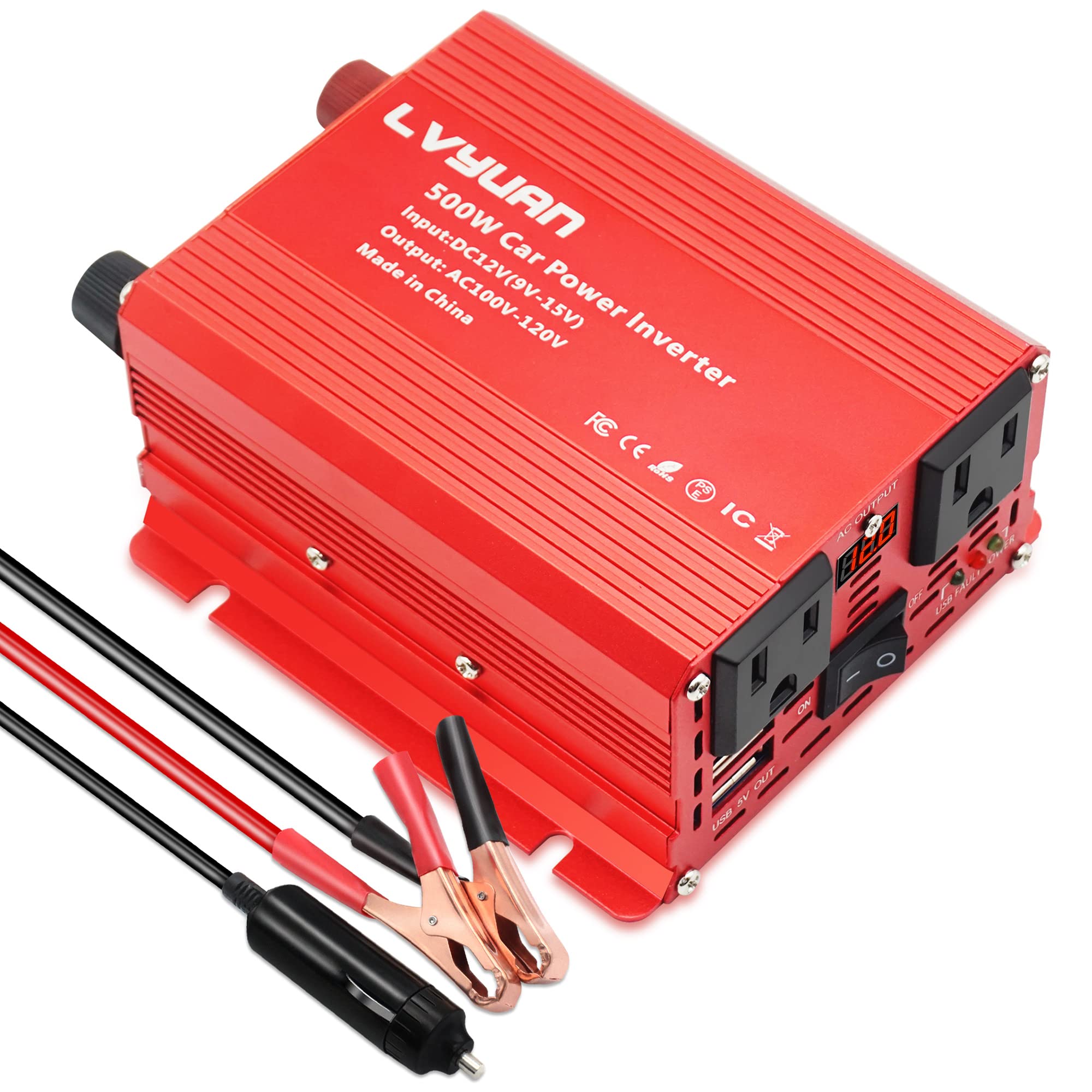 

Yinleader Inverter 12V Rated 500W (Maximum 1000W) DC (Direct Current) 12V AC (Alternating Current) 100V [In-vehicle charger, car sleeping goods,