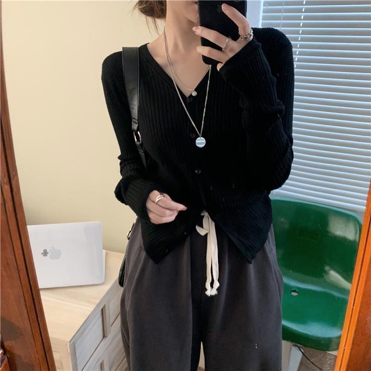 Autumn Knitted Open Cardigan Women's New Style V-neck Soft Sun Protection Outerwear Loose Versatile Top Korean Style