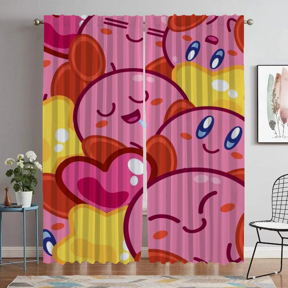 Partition Kirbys Blackout Curtain for Room 2 Panel Curtains for Bedroom Halloween Decoration Shades Home Interior Curtains Child