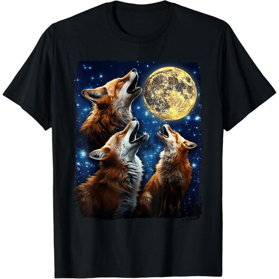 Foxes Howling At Moon Fox T-Shirt XXXXXL чёрный