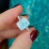 S925 Silver Rectangular Light Ice Blue Zircon High-carbon Diamond Good Quality Ice Cut Rings for Women Fine Jewelry