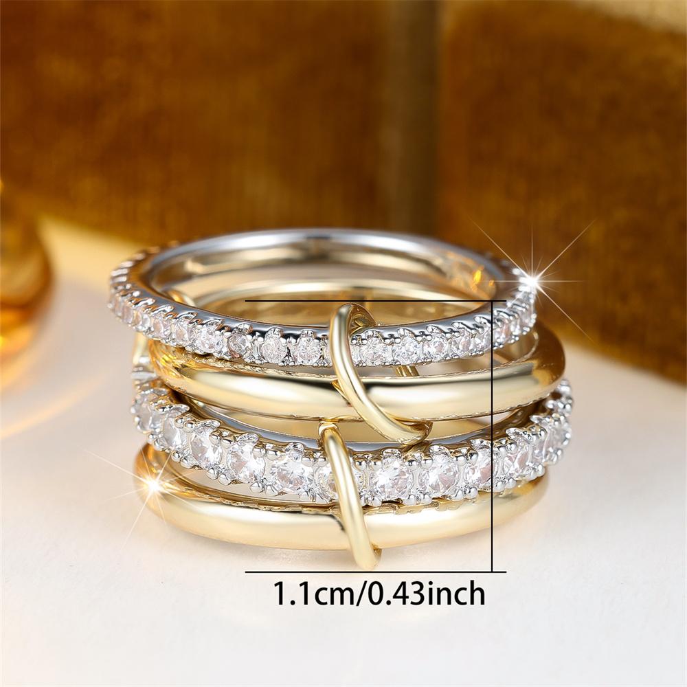 4pcs/set White Zircon Round Stone Ring Sets For Women Vintage Gold Color Engagement Rings Wedding Jewelry Bridal Versatile Gifts