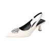 623-8 Xiaoxiangfeng Rhinestone Camellia Pointed Head High-heeled Single Shoes New Temperament Thin Heel Thin Bag Head Single Shoes Women