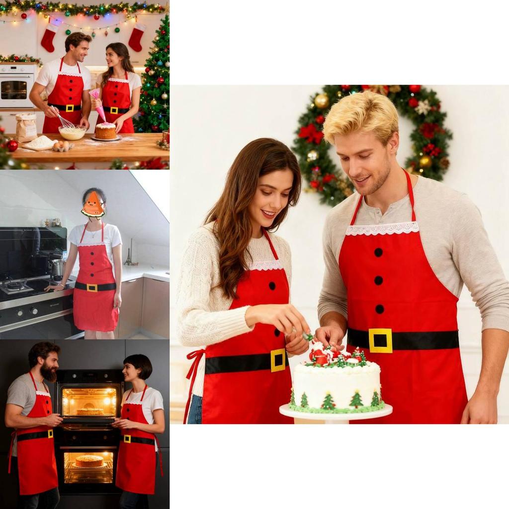 Christmas Apron For Adults And Children Polyester European American Style Holiday Party Wear