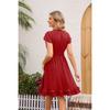 Women's V-Neck Waist Belt Short Sleeve Dress Casual Summer Slimming A-Line Flowy Midi
