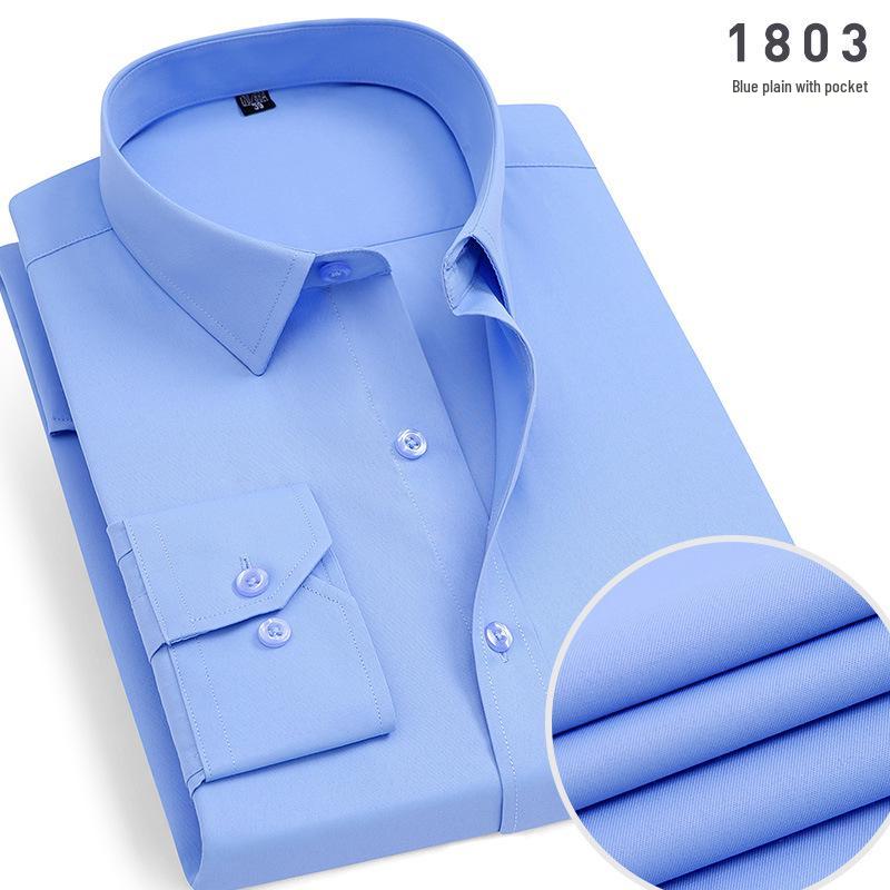 Men's Non-Iron Long-Sleeve Striped Cotton Shirt - Professional and Casual in White