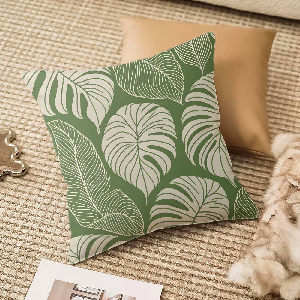 

Modern style Leaf Pillow Case Anti-dustmite Invisible zipper Sofa Bed 12x12Inch
