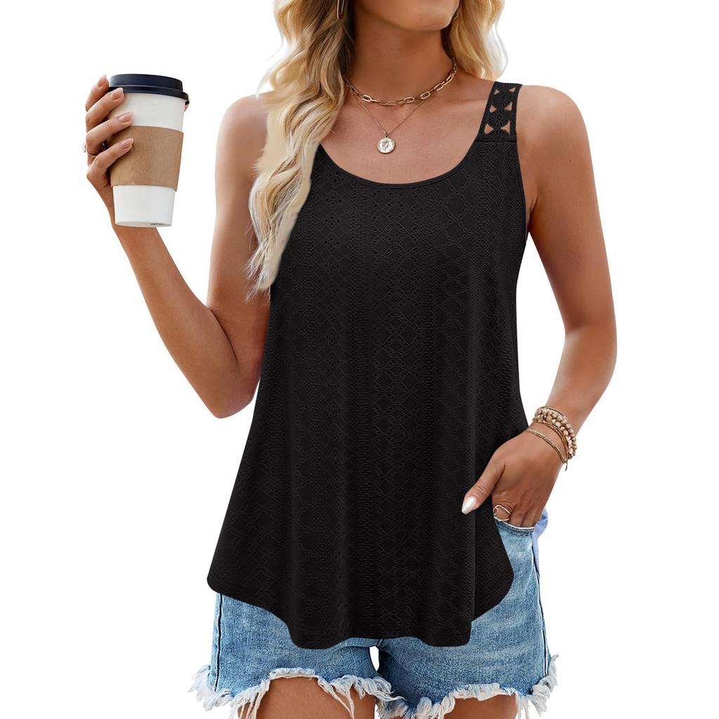 Women's Sleeveless Loose Round Neck Hollow,out Cami Top