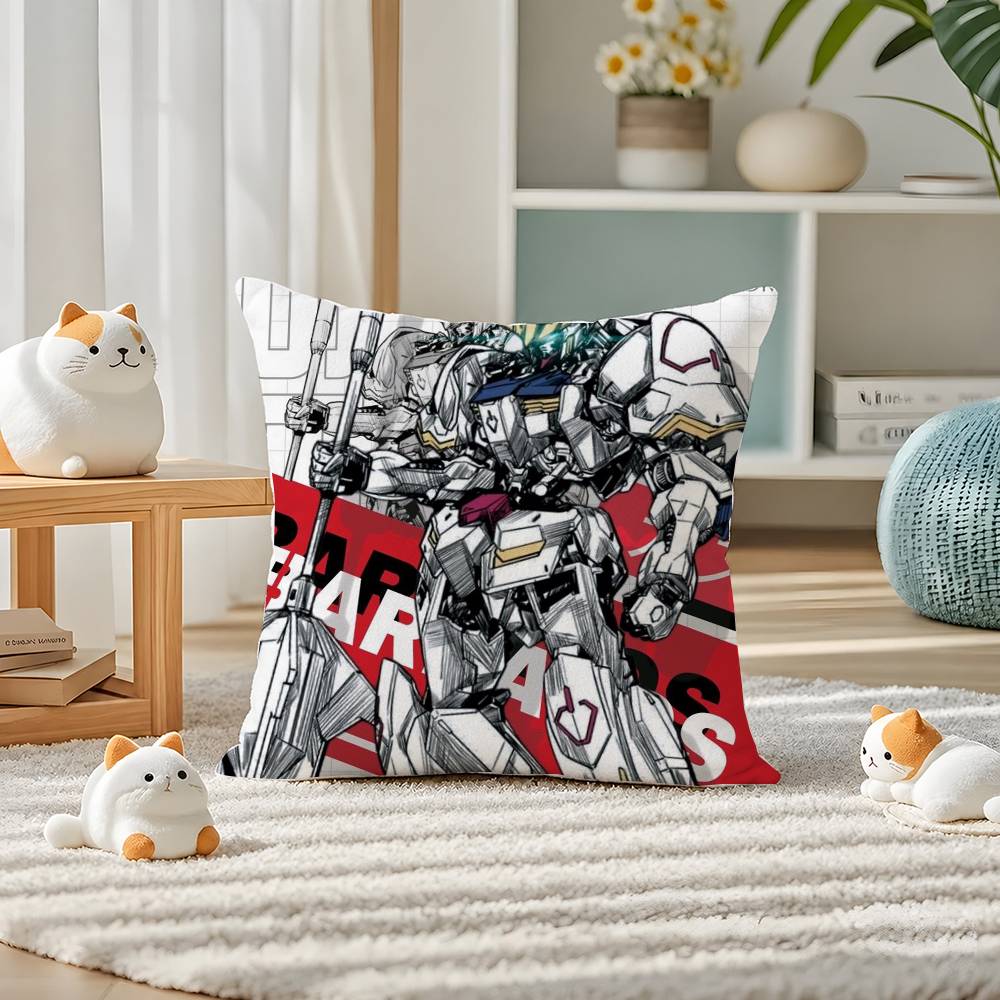 Mobile Suit Gundam Sandrock Gundam Anime Plush Pillow Cover Soft Short Plush Cushion Cover For Sofa Bedroom Home Decor Gift