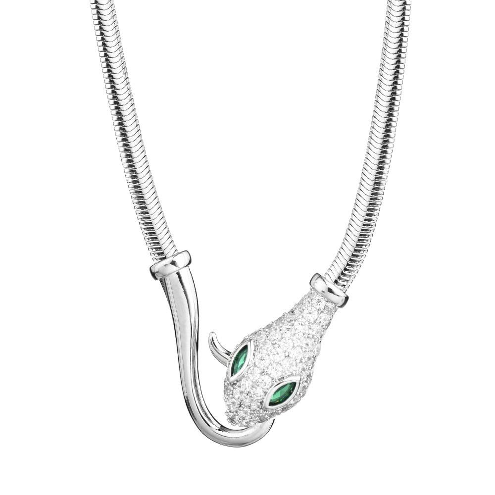 Snake Bone Statement Chain Necklace For Women With Dazzling Rhinestone Accents And Adjustable Length For Personalized Style