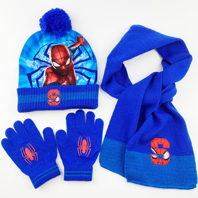 Cozy And Colorful Spider Man Knit Hat Scarf And Gloves Set For Boys Autumn Winter Outdoor Fun