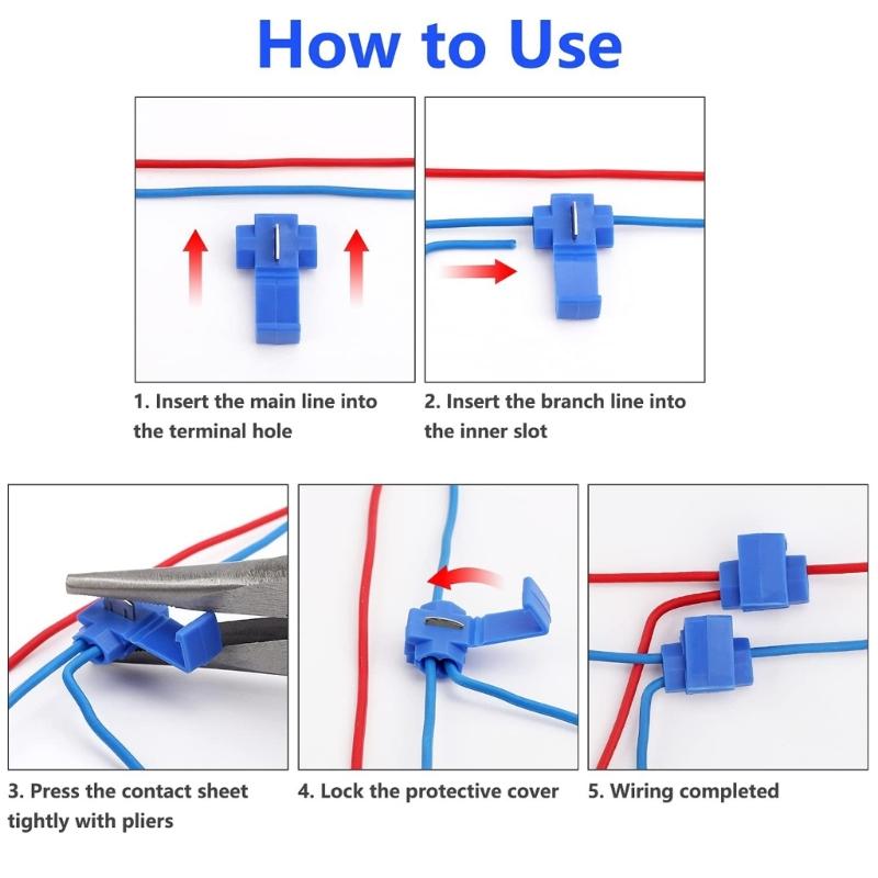 Color Stripless Wire Terminals Quick Install Electrical Connectors Heat Resistant for Home Car Lighting Systems