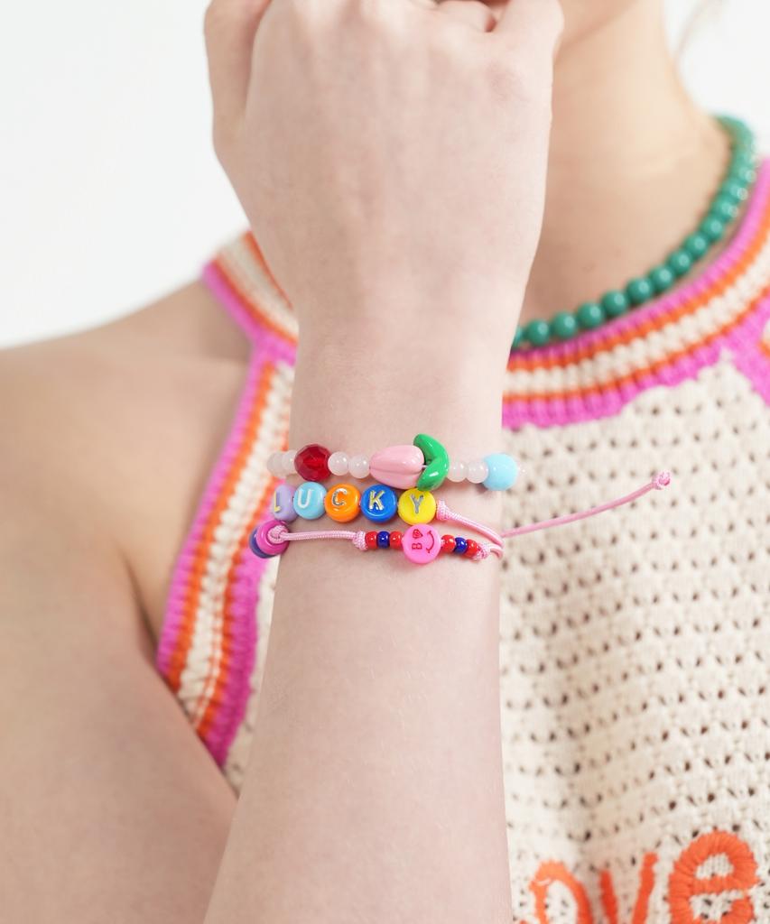 Bonbeau Jace Tulip Color Glass Ball Bracelet Tulip Charm Czech Glass Ball Bead Banding Bracelet