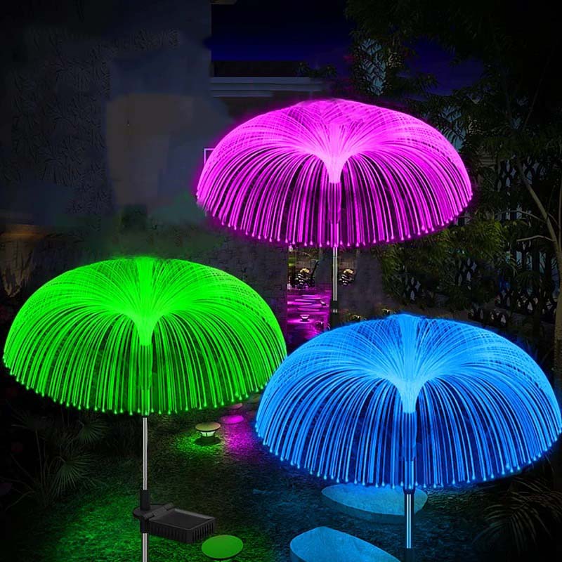 

Outdoor LED Jellyfish Fiber Solar Lawn Lights Waterproof Garden Party Decor Flower Solar Lights for Patio Pathway Yard Balcony 1pcs
