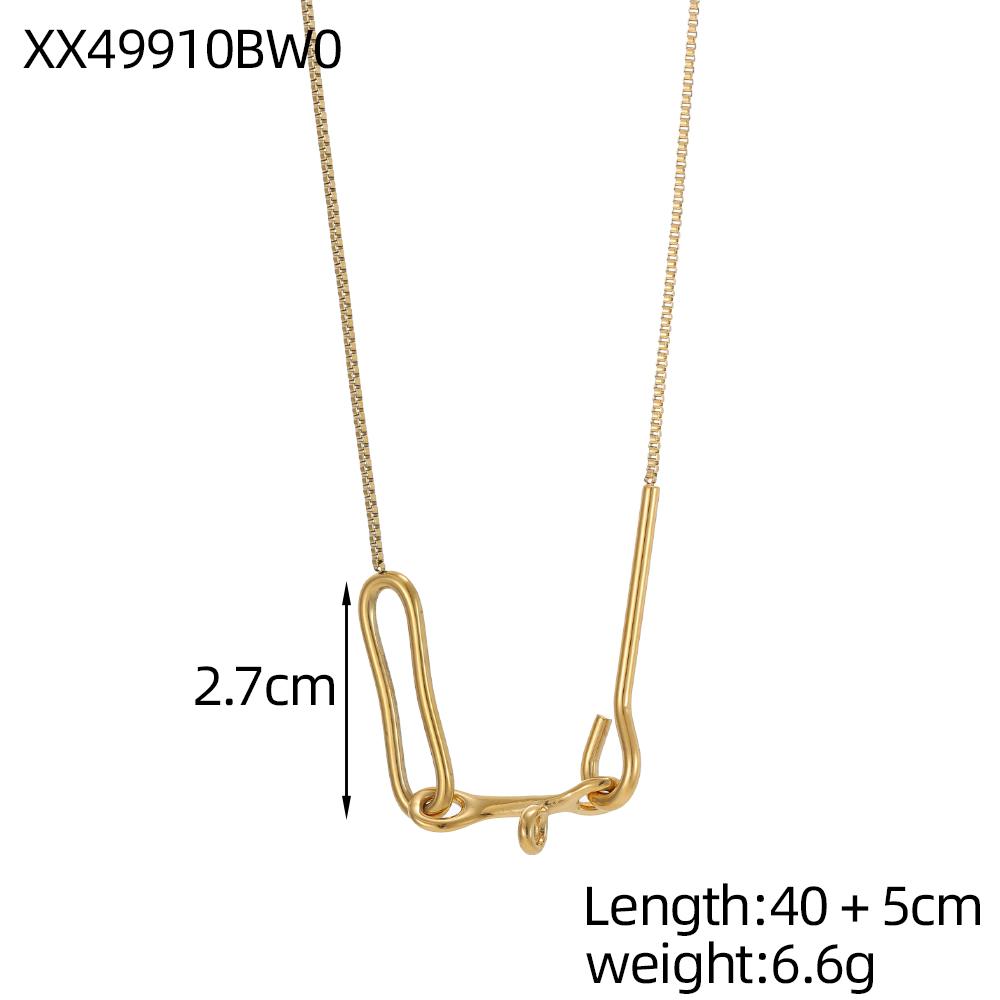 CARLIDANA Non Tarnish Simple Geometric Gold Plated Stainless Steel Chunky Long Vortex Oval Square Pendant Necklace for Women