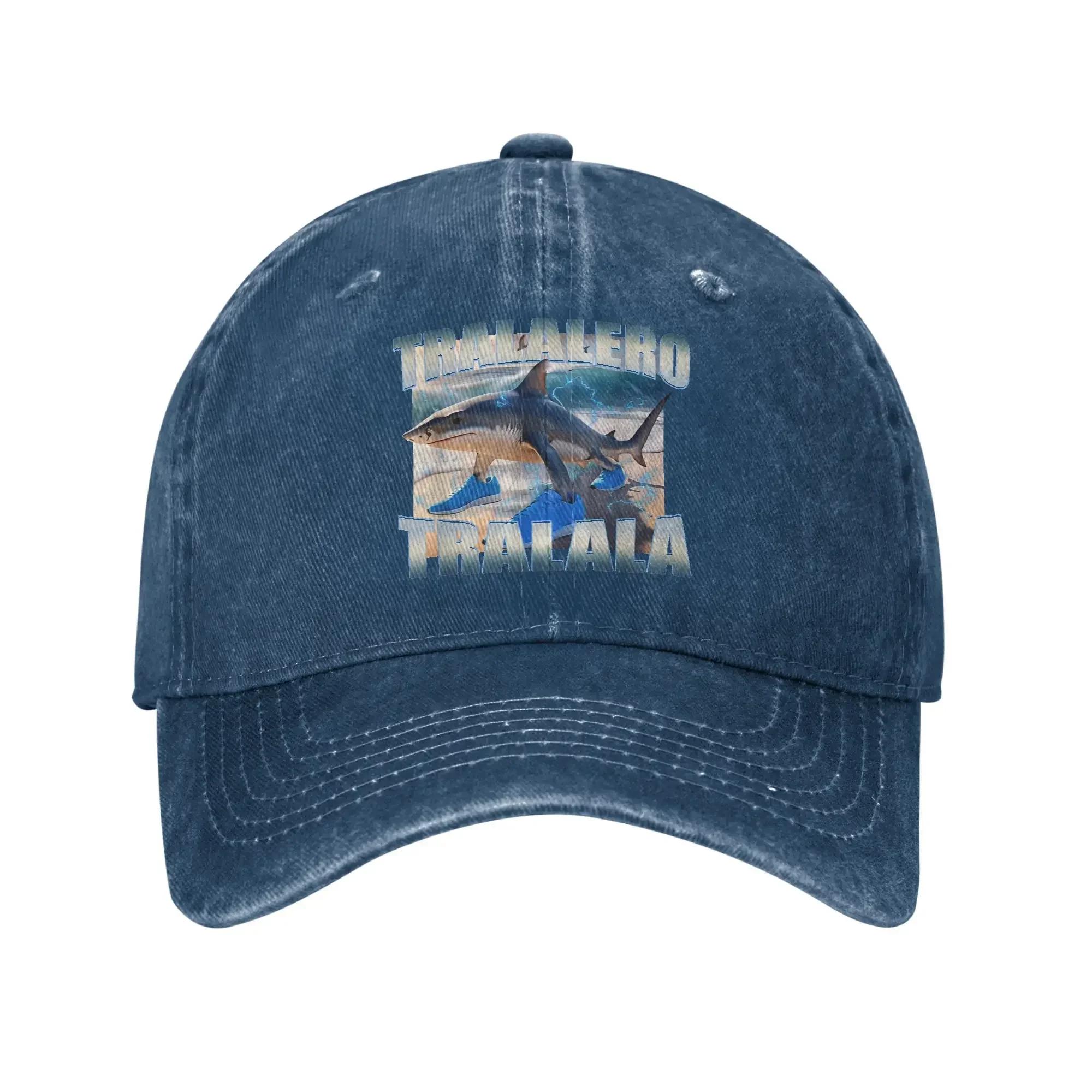 

Tralalero Tralala Funny Shark Meme Sun Baseball Cap Distressed Denim Italian Brainrot Memes Sun Cap Unisex Summer Caps Hat One Size