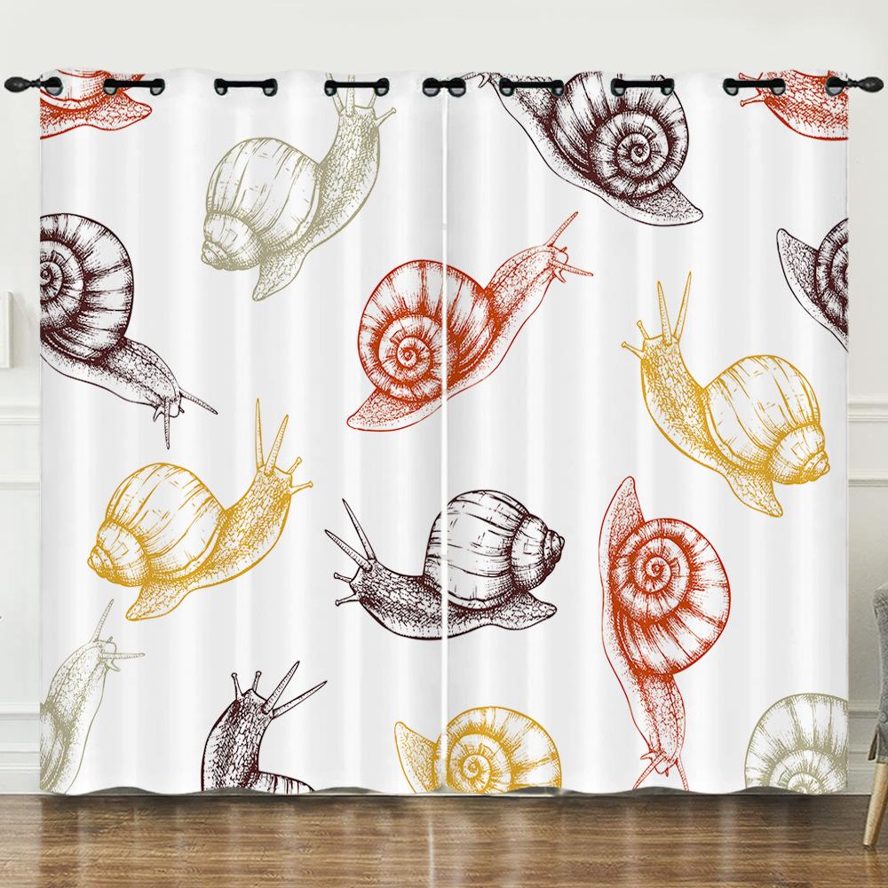 Штора Животное Улитка Мультяшная Улитка 3D Цифровая Печать Светонепроницаемая Штора На Люверсах 2pcs*97cm*114cm*2
