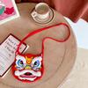 Fluffy Lion Dance Shoulder Bag Plush Red Lion Coin Pruse Chinese Dancing Lion Bag Chinese New Year