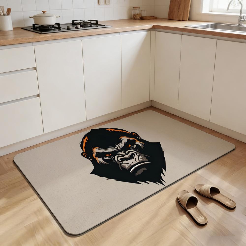 Fashion A-Ape Head Floor Mat Non-slip Quick-dry Diatomaceous Earth Bath Mat, Absorbent Doormat