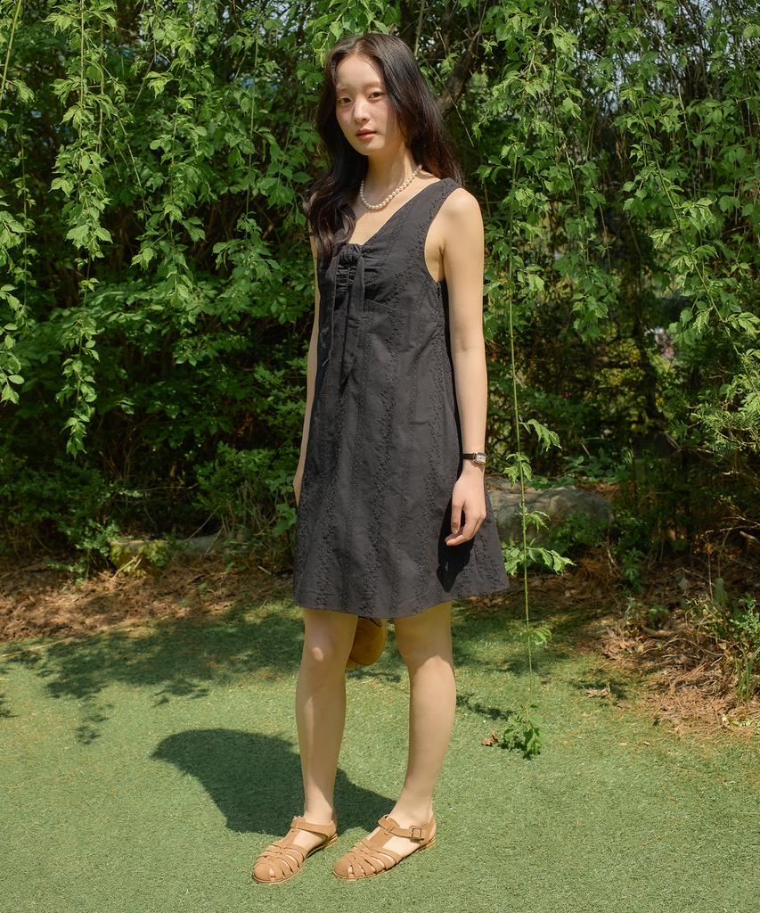 Salon De Yon Hampton Ribbon Mini Dress_ Black