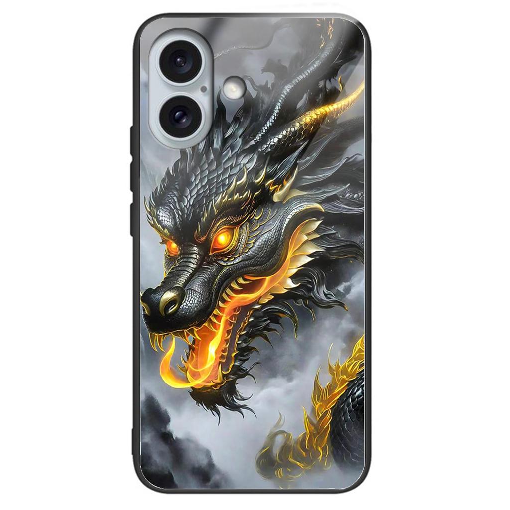 For iPhone 16 Case Tempered Glass TPU Drop-Proof Phone Cover Pattern Printing