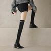 Krazing Pot Flock Autumn Winter Shoes Thick Heels Size 43 Long Boots Black Brown Stretch Over-the-knee Boots