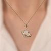 2024new Planet Opal Pendant Necklace Chain Stainless Steel Geometric Chokers Necklaces Women's Simple  Wholesale