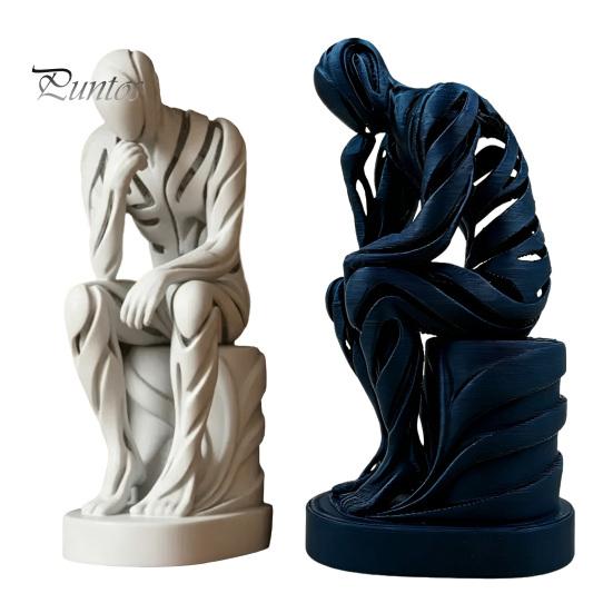 Matte Finish Sculpture Abstract Thinker Ornament, 3D Printed White Sculpture, Study Room Ornament Living for Desktop Bookshelf Decoration Contemporary