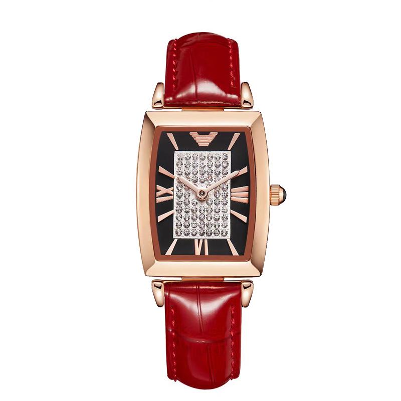Oushijia New Square Diamond Women's Roman Minimalist Tonneau Quartz Watch