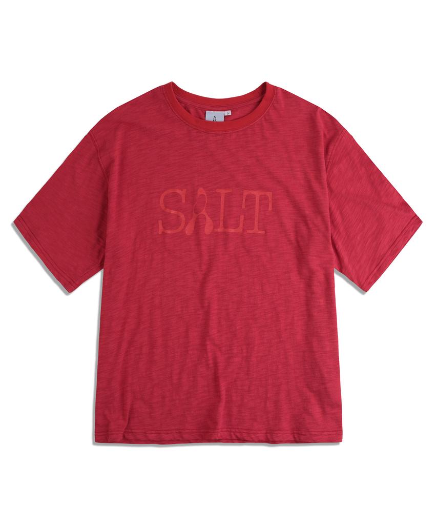 MUDSALT Crop Salt Slub Short Sleeve T-Shirt Red