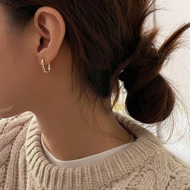 New Foxanry Prevent Allergy Silver Color Stud Earrings France Vintage Handmade U-Shape Circle Bride Jewelry Gifts
