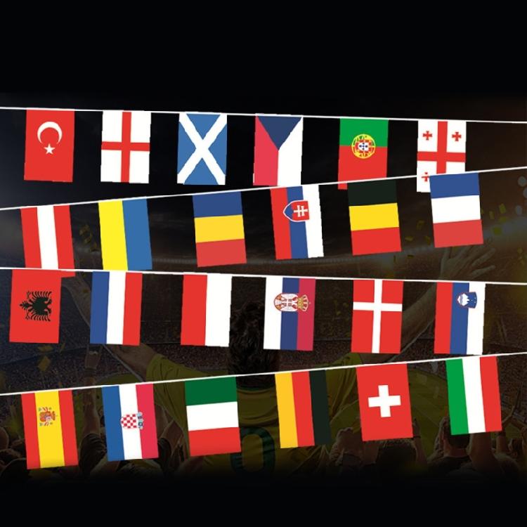 2024 European 24 Countries Flag Football Cup Flags Bunting National String Flags Football Event for Party Decoration